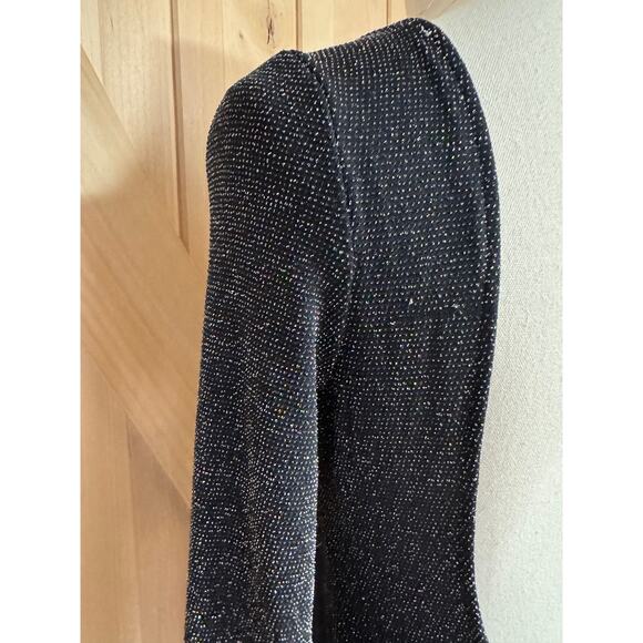 Lulus | Gift of Love Black Silver Backless Long Sleeve Bodycon Dress | Size L - Picture 8 of 14